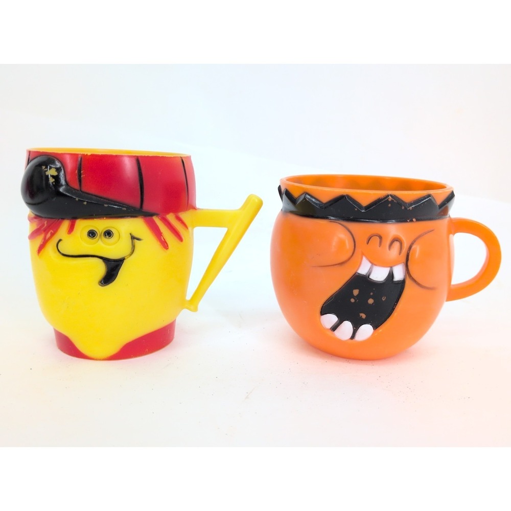 Vintage Pillsbury Kool Aid Funny Face Lefty Lemon Olly Orange Plastic  Mug Cup